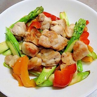 調味料はこれひとつ！簡単鶏もも肉とパプリカ炒め